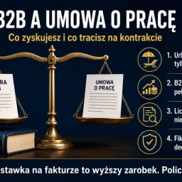 Waga porównuje fakturę B2B z umową o pracę. Zastanawiasz się, b2b co to i jakie niesie ryzyko? Sprawdź, co zyskujesz i tracisz.