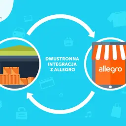 Dwustronna integracja z Allegro dla Twojego biznesu dropshipping. Magazyn i sklep Allegro połączone strzałkami.