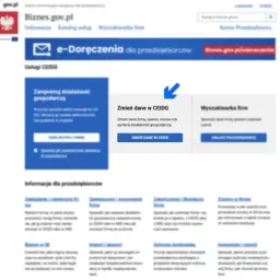 Zmiana nazwy firmy lub jej zawieszenie/wznowienie/zamknięcie jest możliwe po kliknięciu przycisku "Zmień dane w CEIDG".
