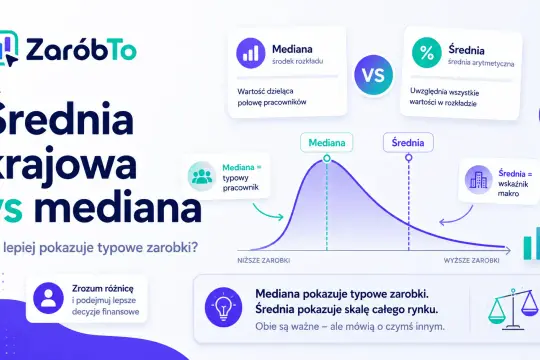 Średnia krajowa vs mediana: porównanie, które pomaga zrozumieć typowe zarobki i skalę rynku.