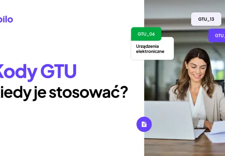 Kody GTU: kiedy je stosować? Kobieta pracuje przy laptopie, otoczona dymkami z oznaczeniami GTU_06, GTU_13, GTU_02.