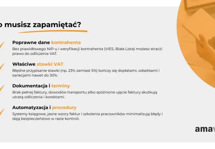 Poprawne dane kontrahenta (Biała Lista) i VAT to klucz do uniknięcia kar. Dokumentacja i procedury zapewniają bezpieczeństwo.