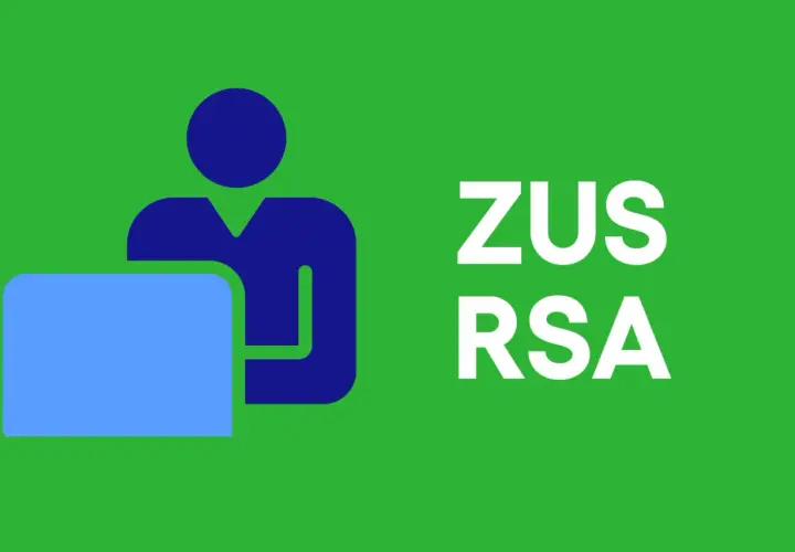 Ikona osoby przy komputerze i napis ZUS RSA.