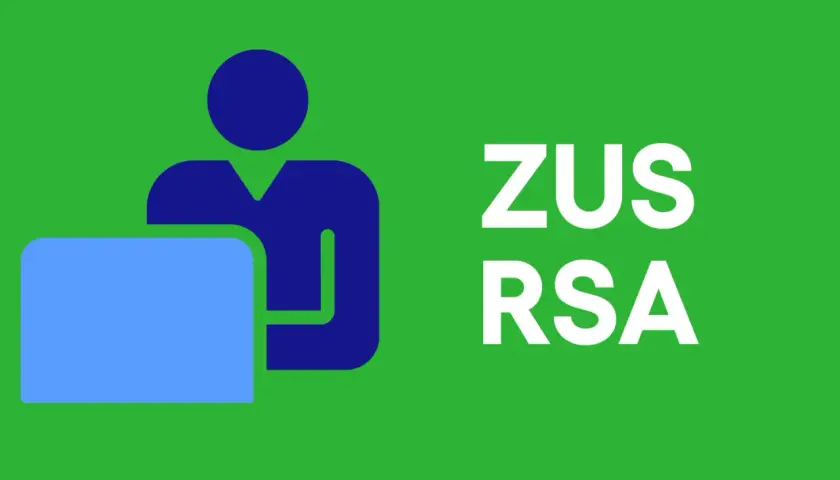 Ikona osoby przy komputerze i napis ZUS RSA.