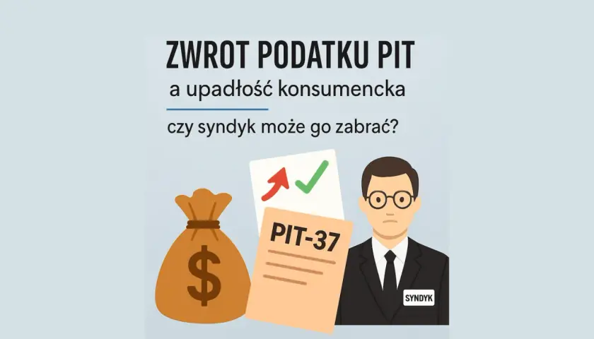 Zwrot podatku PIT a upadłość konsumencka. Czy syndyk masy upadłości może zabrać pieniądze z worka z dolarem i formularza PIT-37?